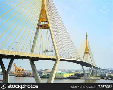 The Bhumibol Bridge also known as the Industrial Ring Road Bridge is part of the 13 km long Industrial Ring Road