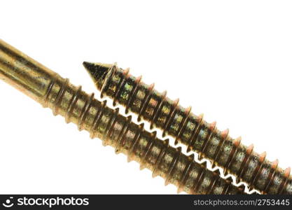 The big bolt. It is isolated on a white background. A photo closeup