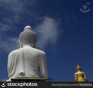 the big Buddha at the Wat Chalong on the Phuket Island in the south of Thailand in Southeastasia.&#xA;&#xA;