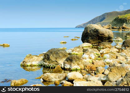 The big stones on sea coast. A sea landscape