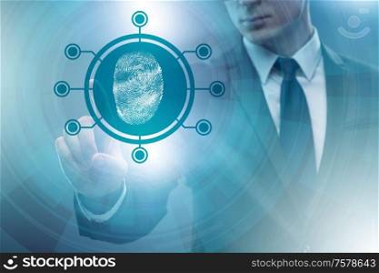 The biometrics security access concept with fingerprint. Biometrics security access concept with fingerprint