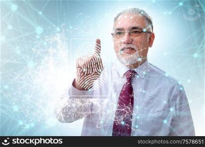 The biometrics security access concept with fingerprint. Biometrics security access concept with fingerprint