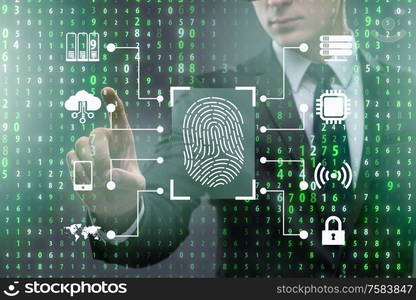 The biometrics security access concept with fingerprint. Biometrics security access concept with fingerprint