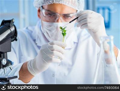 The biotechnology concept with scientist in lab. Biotechnology concept with scientist in lab