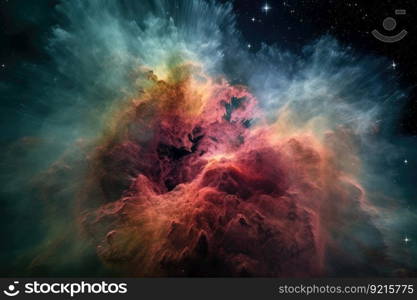 the birth of a star, with its surrounding nebulosity and dust clouds, created with generative ai. the birth of a star, with its surrounding nebulosity and dust clouds