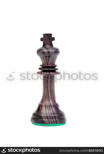 The black king. Wooden chess pieces isolated on a white background