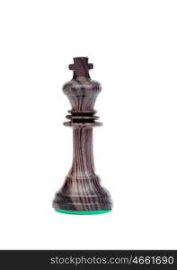 The black king. Wooden chess pieces isolated on a white background