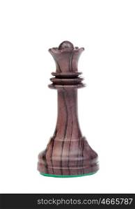 The black queen. Wooden chess pieces isolated on a white background