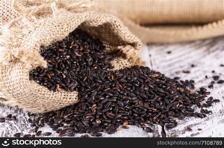 The Black rice Thailand in the sack.. The Black rice Thailand in the sack