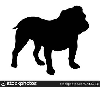The black silhouette of an English Bulldogge