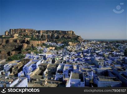 the blue city in the old town of Jodhpur in Rajasthan in India.. ASIA INDIA RAJASTHAN JODPUR
