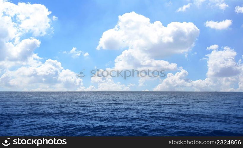 The blue ocean and sky background.