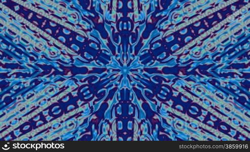 The blue pattern (kaleidoscope) in the form of a snowflake slowly rotates and changes.