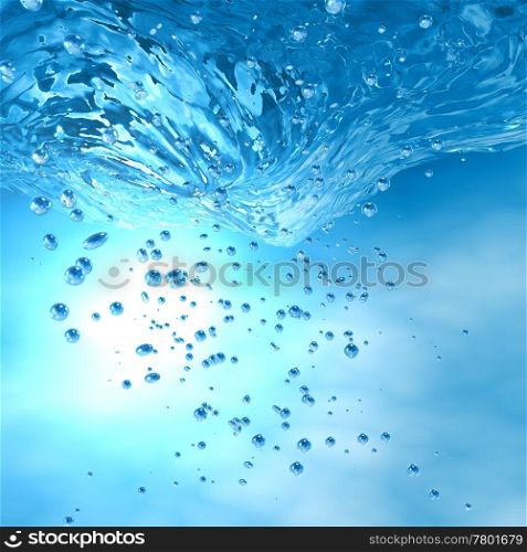 the blue underwater with blebs