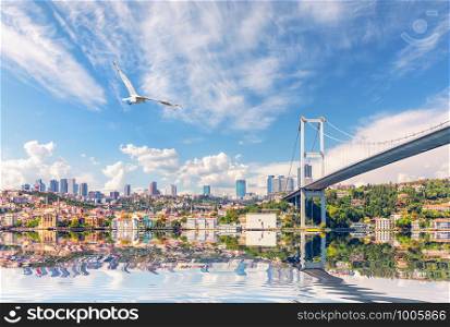 The Bosphorus Bridge and the Ortakoy Mosque, beautiful sea view, Istanbul, Turkey.. The Bosphorus Bridge and the Ortakoy Mosque, beautiful sea view, Istanbul, Turkey