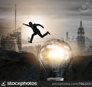 The bright idea concept with business people. Bright idea concept with business people