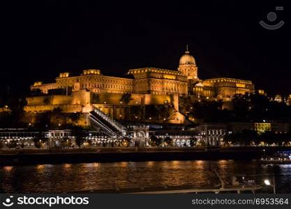 The Buda Castle of Budapest, Hungary at night.
