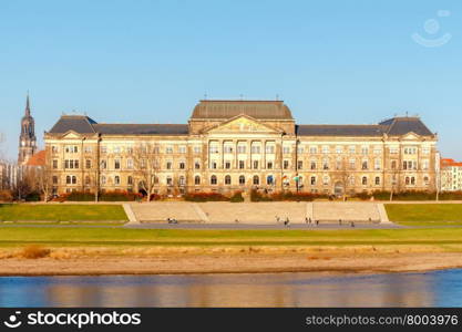 The building of the Ministry of Finance of Saxony on the banks of the Elbe in Dresden.. Dresden. Ministry of Finance.