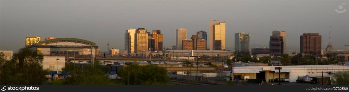 The Buildings and Landscape of Phoenix Arizona Skyline Before The Sun Rises