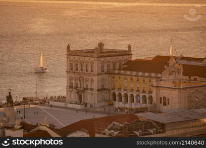 the Buildings at the Parca do Comercio in Baixa in the City of Lisbon in Portugal. Portugal, Lisbon, October, 2021