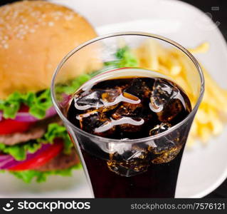 The burger served in bun in nutrition fast food concept. Burger served in bun in nutrition fast food concept