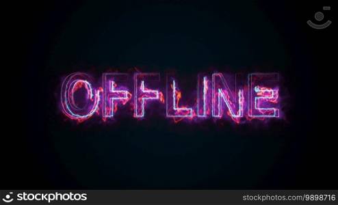 The burning inscription Offline on a screen on the Internet. 3d rendering text. Computer generated web background. The word Offline on a screen on the Internet. Burning inscription. 3d rendering text. Computer generated web background