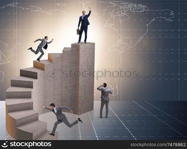 The business concept with business people on staircase. Business concept with business people on staircase