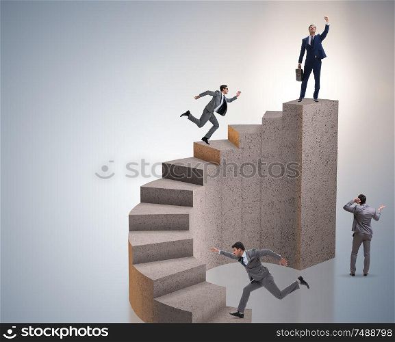 The business concept with business people on staircase. Business concept with business people on staircase