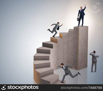 The business concept with business people on staircase. Business concept with business people on staircase