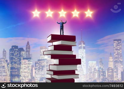 The business education concept with businessman and books. Business education concept with businessman and books