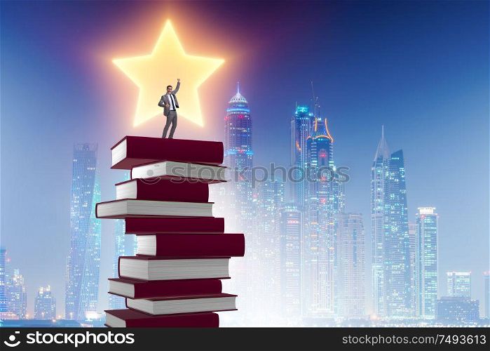 The business education concept with businessman and books. Business education concept with businessman and books