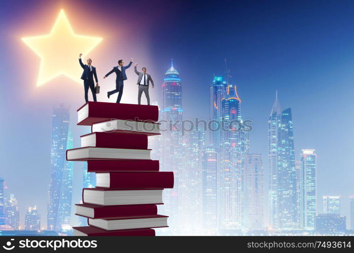 The business education concept with businessman and books. Business education concept with businessman and books