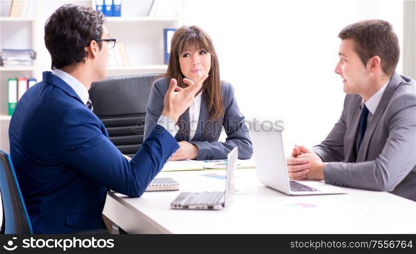 The business meeting with employees in the office. Business meeting with employees in the office