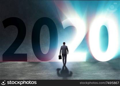 The businessman and concept of new year 2020. Businessman and concept of new year 2020
