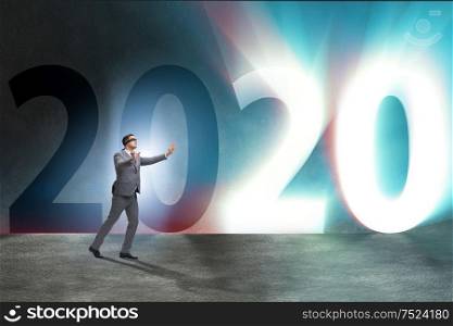 The businessman and concept of new year 2020. Businessman and concept of new year 2020