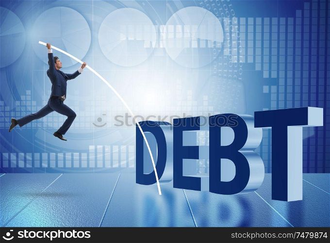 The businessman avoiding debt burden in business concept. Businessman avoiding debt burden in business concept