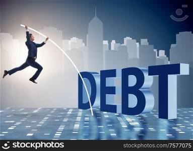 The businessman avoiding debt burden in business concept. Businessman avoiding debt burden in business concept