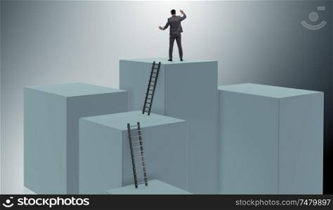 The businessman climbing blocks in challenge business concept. Businessman climbing blocks in challenge business concept