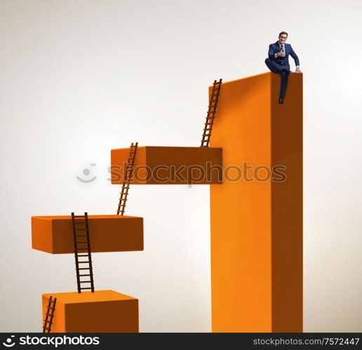 The businessman climbing blocks in challenge business concept. Businessman climbing blocks in challenge business concept