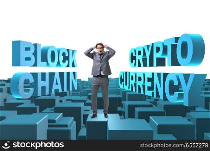 The businessman confused about all cryptocurrencies. Businessman confused about all cryptocurrencies