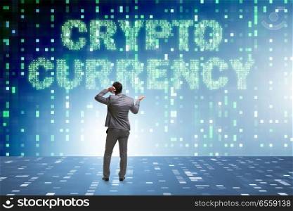 The businessman confused about all cryptocurrencies. Businessman confused about all cryptocurrencies