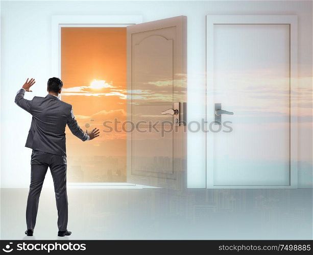 The businessman facing many business opportunities. Businessman facing many business opportunities