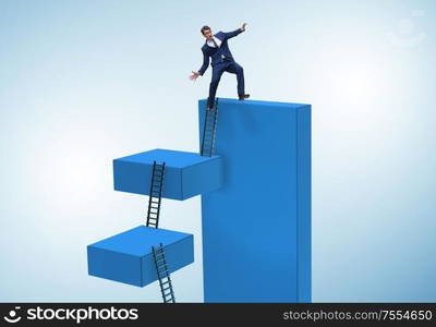 The businessman falling from high block in failure concept. Businessman falling from high block in failure concept