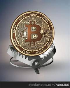 The businessman falling into the trap of bitcoin cryptocurrency. Businessman falling into the trap of bitcoin cryptocurrency