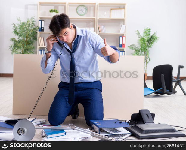 The businessman frustrated at many telephone calls. Businessman frustrated at many telephone calls