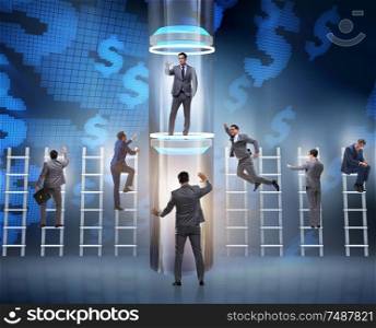 The businessman getting promotion in financial concept. Businessman getting promotion in financial concept