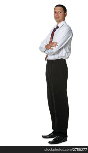 The businessman in a shirt and a tie. It is isolated on a white background