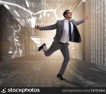 The businessman in abstract business concept. Businessman in abstract business concept