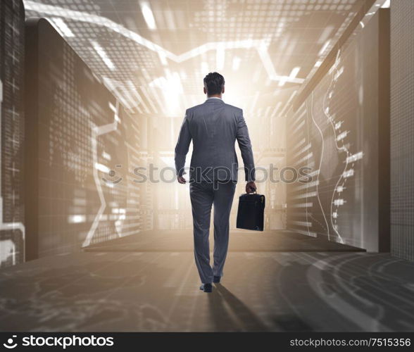 The businessman in abstract business concept. Businessman in abstract business concept