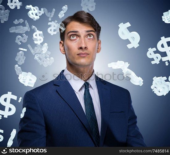 The businessman in dollar financial concept. Businessman in dollar financial concept